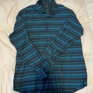 Alfani Button Down Dress Shirt Blue/Black L